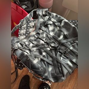 Large STEEL MONSTER goth hobo bag